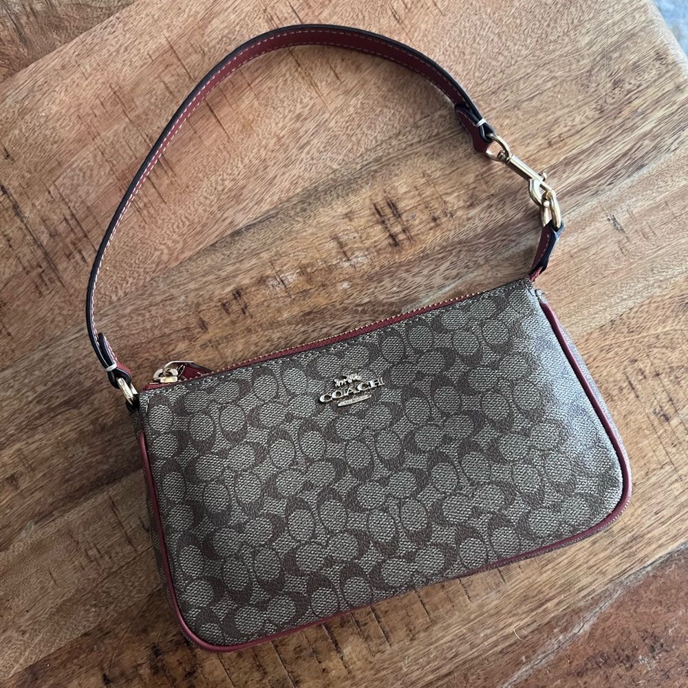 Coach Brown Shoulder Bag with Signature Monogram